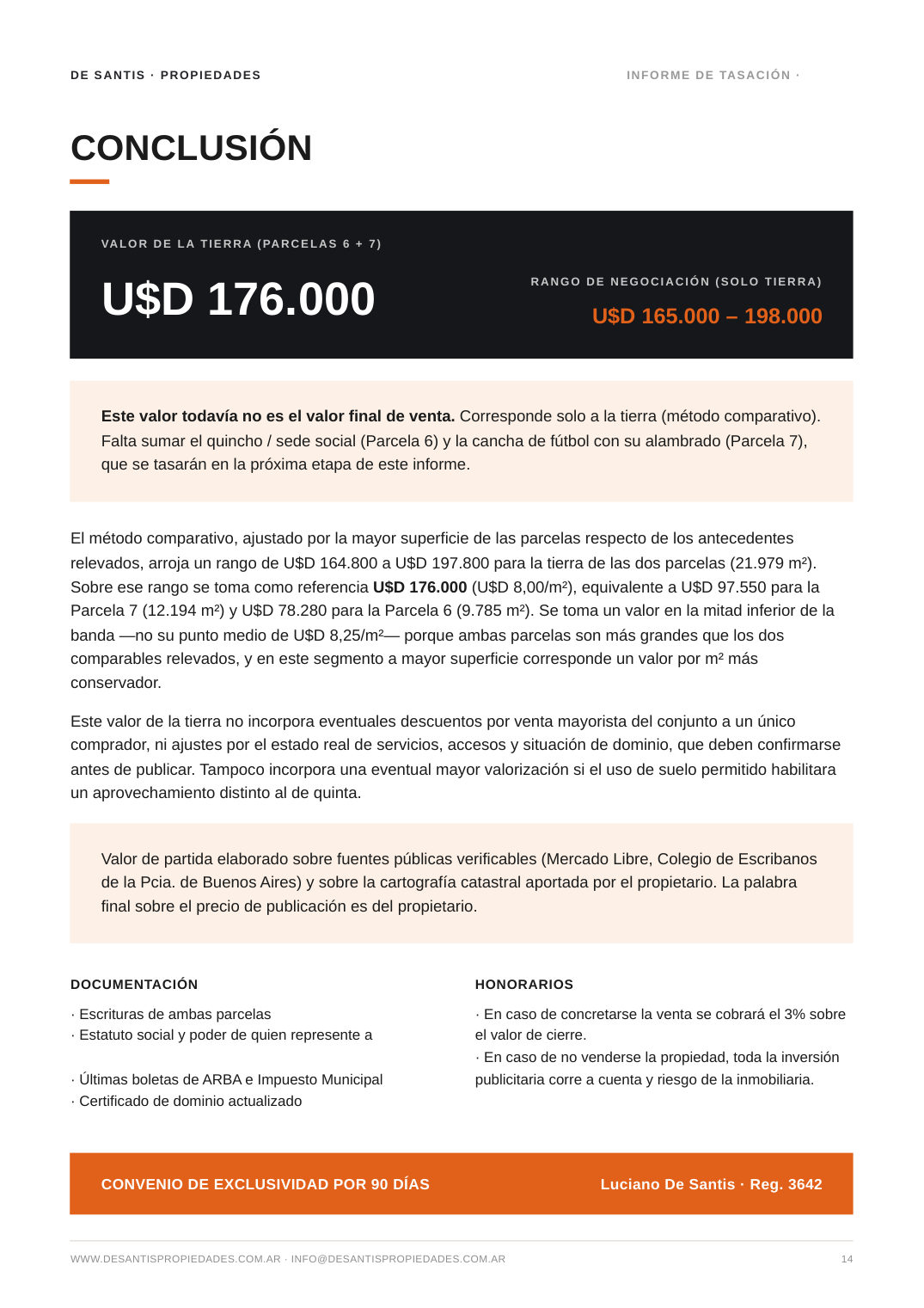 Informe de tasación formal: Conclusión